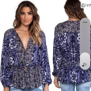 Free People Indigo Paisley bohemian tunic